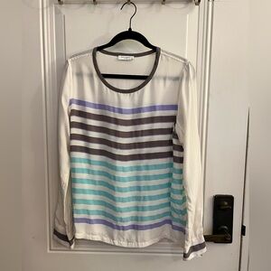 Equipment Striped Silk Longsleeve Top